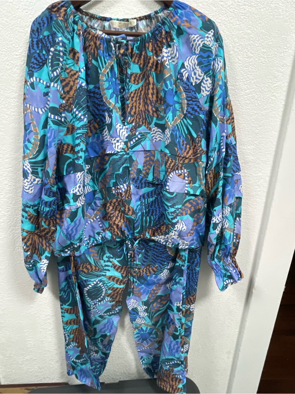 Marie Oliver Teal, Blue & Brown Printed Jumpsuit